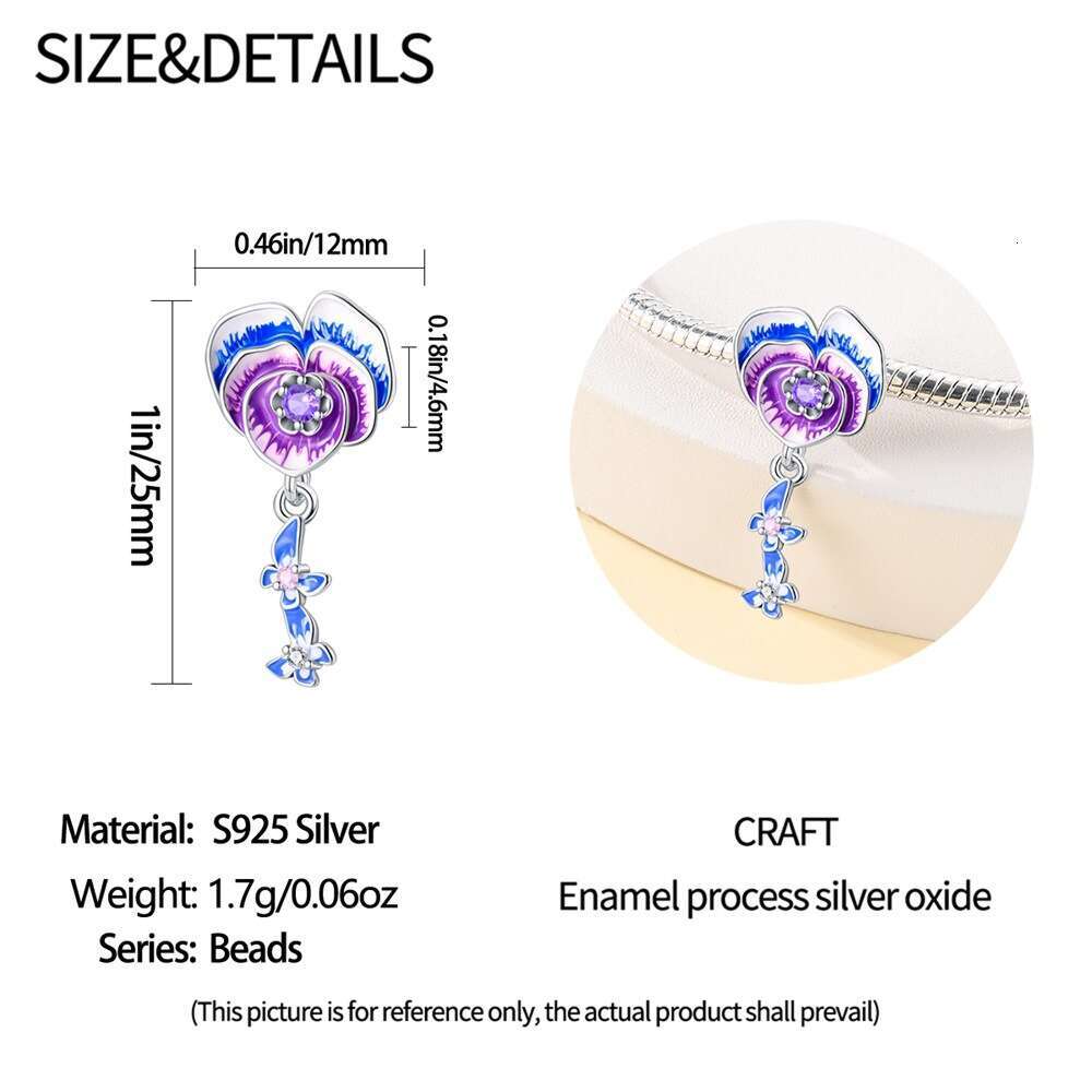 New 925 Sterling Silver Charm moth orchid pendant Fit Charms Silver 925 Original Bracelet DIY Jewelry Making For women Gifts