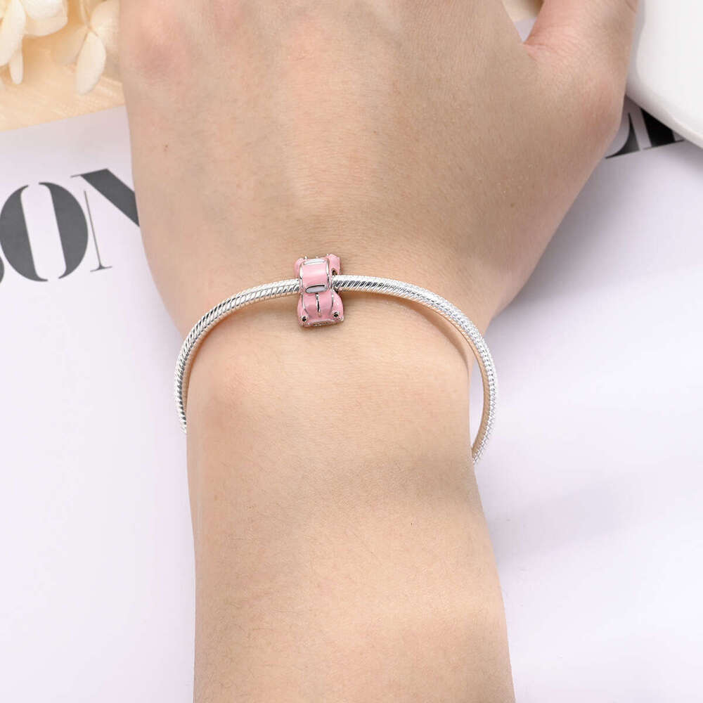 New 925 Sterling Silver Charm Pink car bead Fit Charms Silver 925 Original Bracelet DIY Jewelry Making For women Gifts