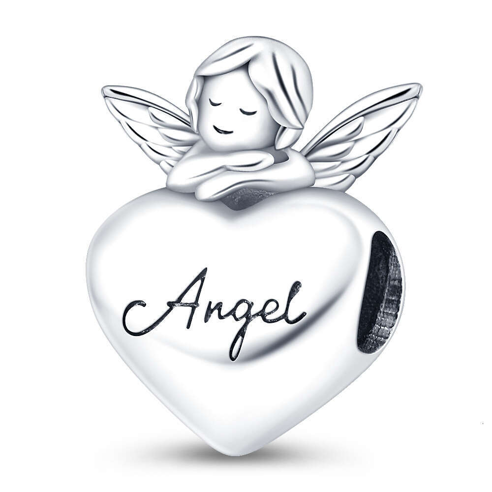 New 925 Sterling Silver Charm Angel's Heart Hope Heart Shaped Pearl Creation beads Fit Charms Silver 925 Original Bracelet DIY Jewelry Making For