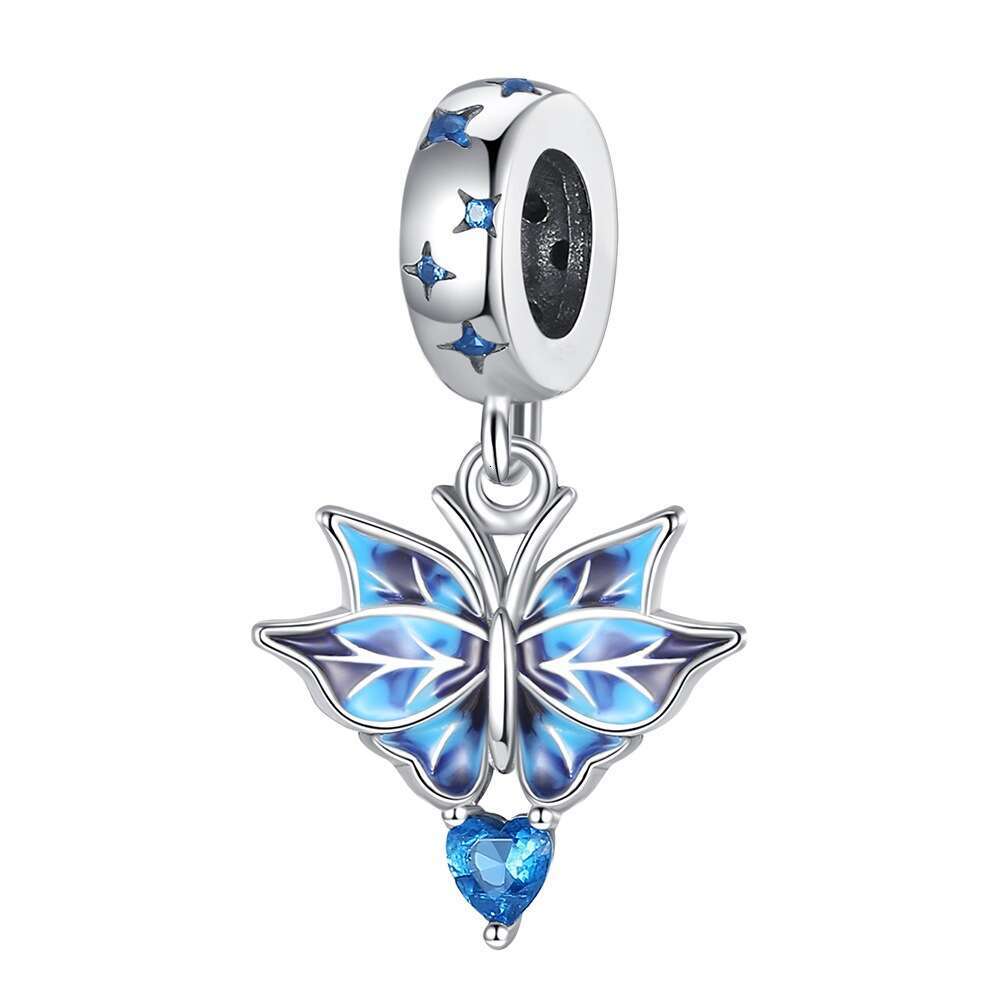 New 925 Sterling Silver Charm Blue Butterfly Swallow Dragonfly Pendant Fit Charms Silver 925 Original Bracelet DIY Jewelry Making For women Gifts