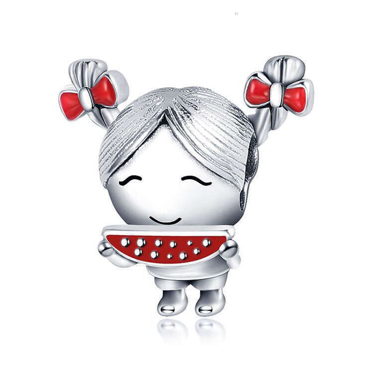New 925 Sterling Silver Charm Eating Melon Little Girl Beads Fit Charms Silver 925 Original Bracelet DIY Jewelry Making For women Gifts