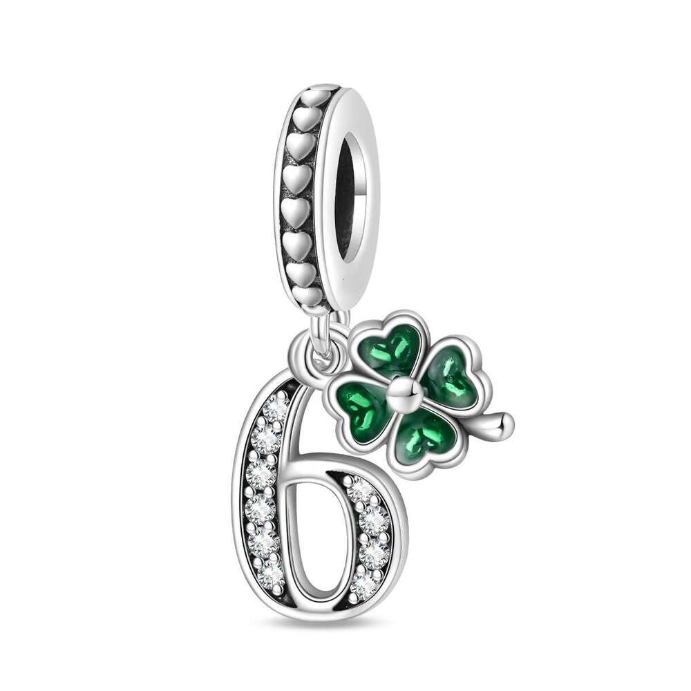 S925 New 925 Sterling Silver Charm Four leaf clover lucky number pendant Fit Charms Silver 925 Original Bracelet DIY Jewelry Making For women Gifts