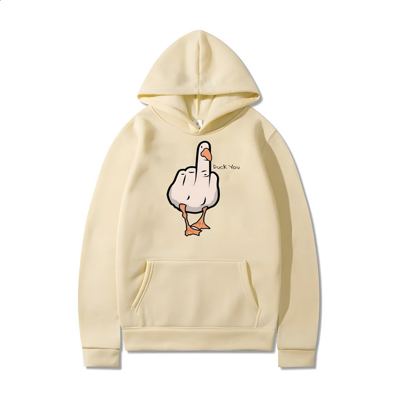 Fun Duck Print Cotton Hoodie Hip Hop Harajuku Y2K Sweatshirt Fashion Casual Loose Oversized Pullover Clothing For Men And Women 240910