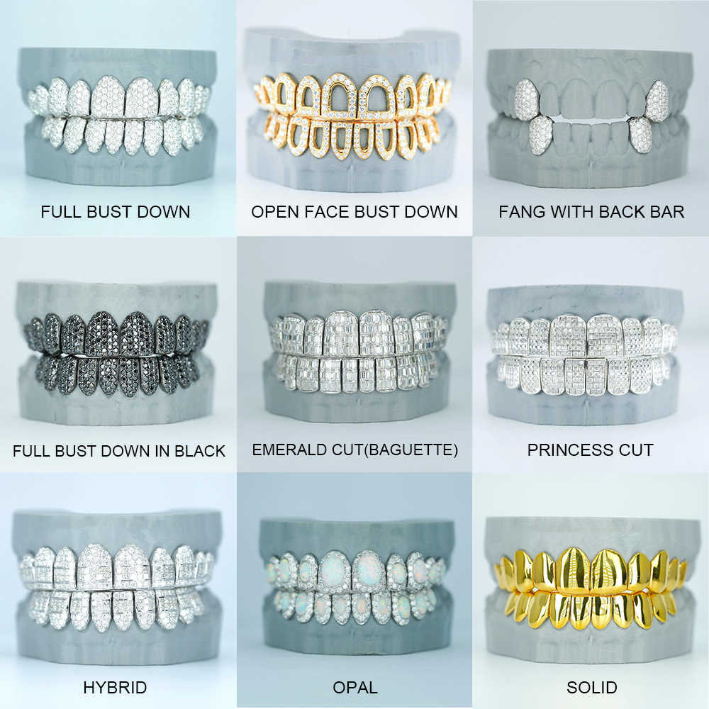 Custom Made Personalized VVS Moissanite Diamond Dental Grills Mens Hip Hop Jewelry 14K 18K Gold Silver Iced Out Grillz For Teeth