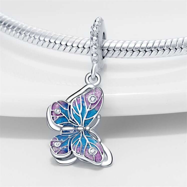Spring New 925 Sterling Silver Charm Colorful Butterfly Pendant Fit Charms Silver 925 Original Bracelet DIY Jewelry Making For women Gifts