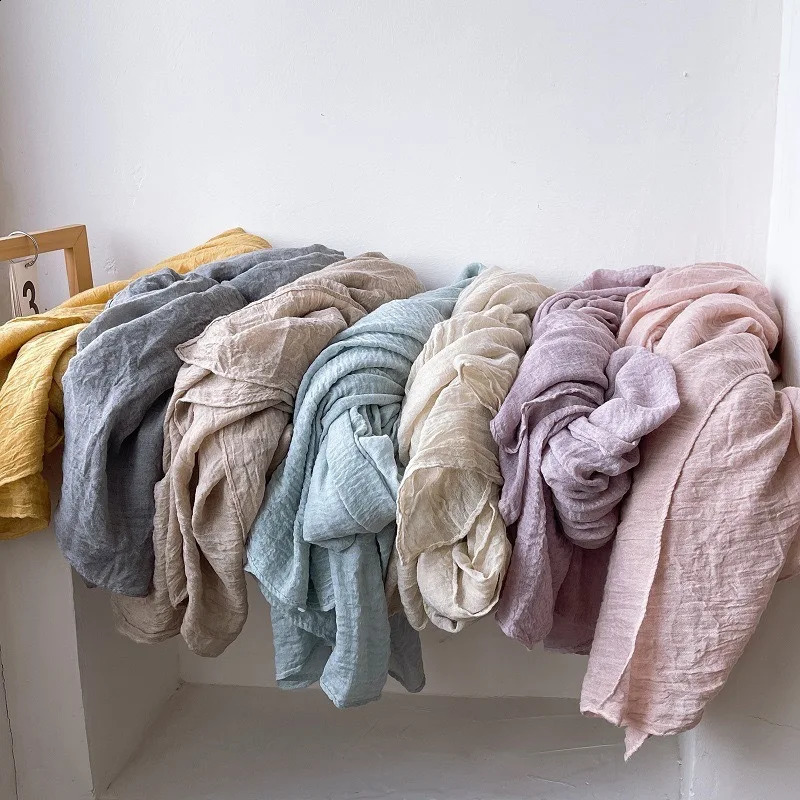 Plain Cotton and Linen Tie Dyed Scarf for Womens Thin Spring and Autumn Solid Color Retro Cotton Soft Shawl Versatile 240909