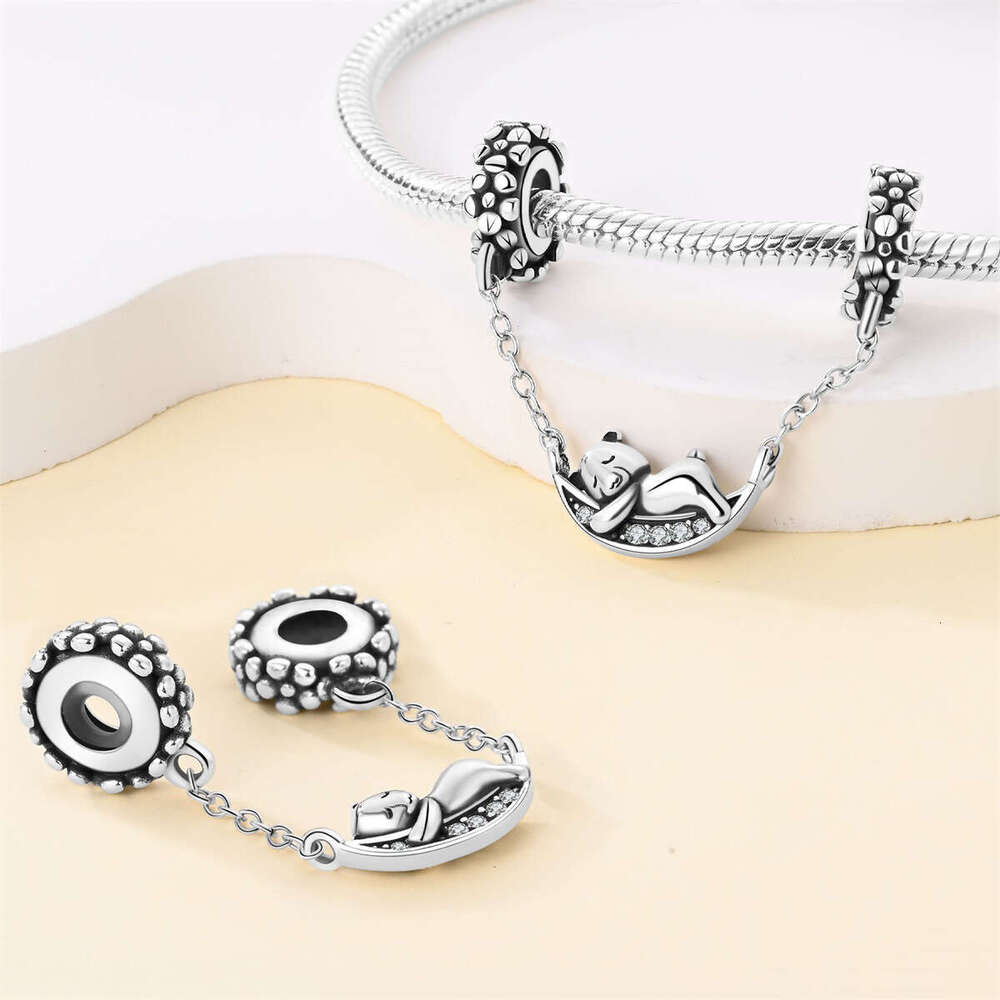 New 925 Sterling Silver Charm Moonlight Bear Clip Beads Fit Charms Silver 925 Original Bracelet DIY Jewelry Making For women Gifts