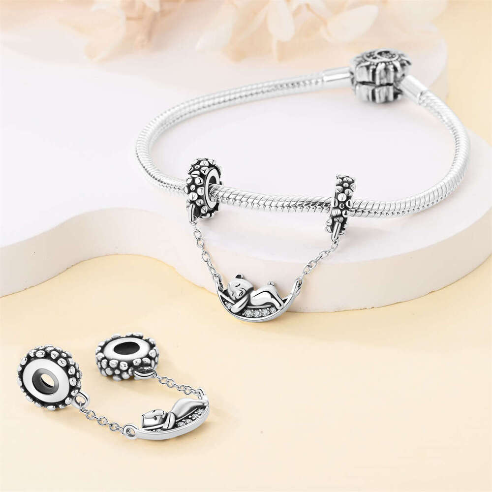 New 925 Sterling Silver Charm Moonlight Bear Clip Beads Fit Charms Silver 925 Original Bracelet DIY Jewelry Making For women Gifts