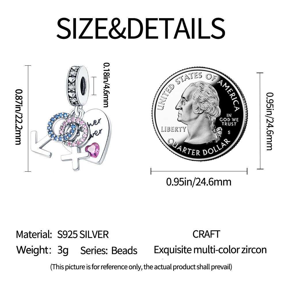 New 925 Sterling Silver Charm Male and female symbol pendants Fit Charms Silver 925 Original Bracelet DIY Jewelry Making For women Gifts