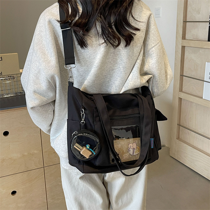 Large-Capacity Unisex Tote Bag Designer Transparent TLXT Pocket Design with Coin Purse Multi-Pocket School Bag Versatile Casual Crossbody Bag