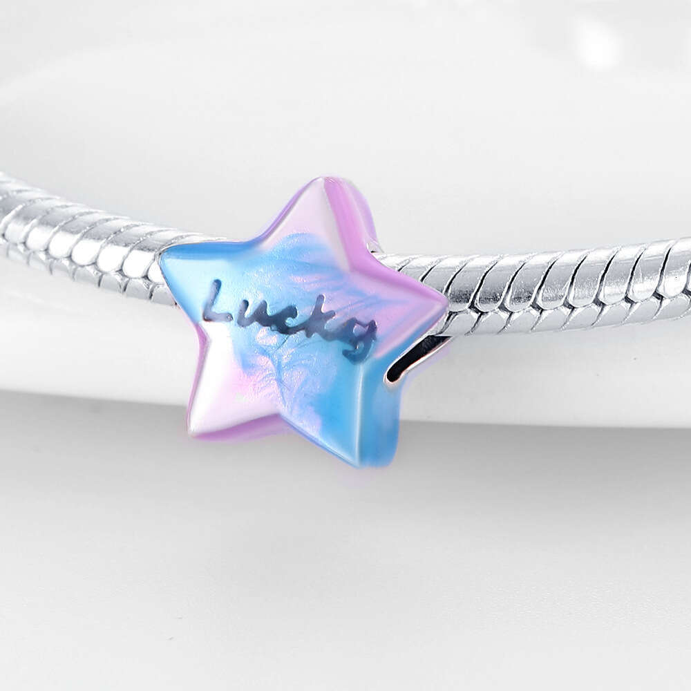 New 925 Sterling Silver Charm Starry Sky Colorful Lucky Star Beads Fit Charms Silver 925 Original Bracelet DIY Jewelry Making For women Gifts