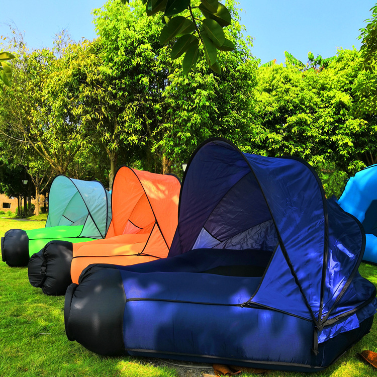 Outdoor Patio Furniture Double Inflatable Couch Garden Sofa Portable Lazy Air Pad Sleeping Bag Bed With Sunshade