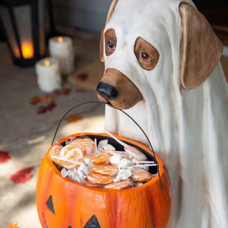 Halloween Dog Elf Candy Bowl Ornament Pumpkin Festival Party Decoration Gift Home Storage Supplies Halloween Decors Accessories 240910CJ