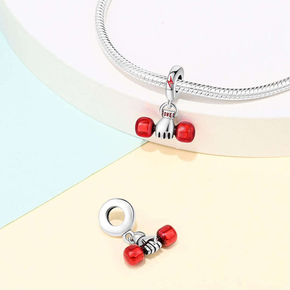 New 925 Sterling Silver Charm Sports and Fitness Strength Dumbbell Pendant Fit Charms Silver 925 Original Bracelet DIY Jewelry Making For women Gifts