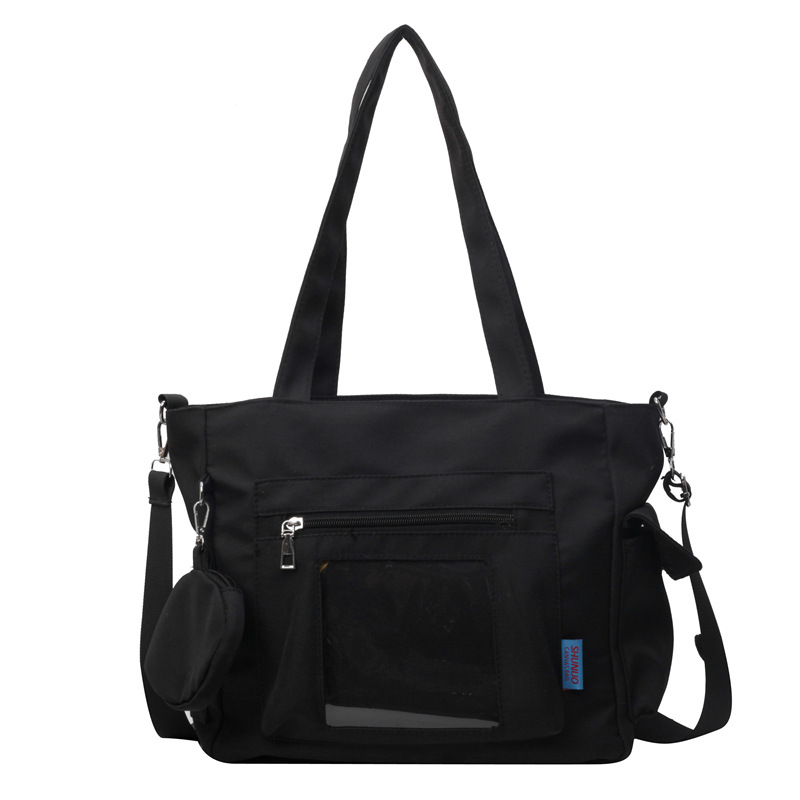 Large-Capacity Unisex Tote Bag Designer Transparent TLXT Pocket Design with Coin Purse Multi-Pocket School Bag Versatile Casual Crossbody Bag