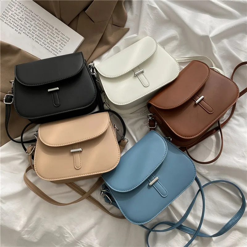 Fashion Women Crossbody Saddle Bag PU Leather Small Handbags Purses Retro Semicircle Messenger Bags Female Clutch Tote 240914