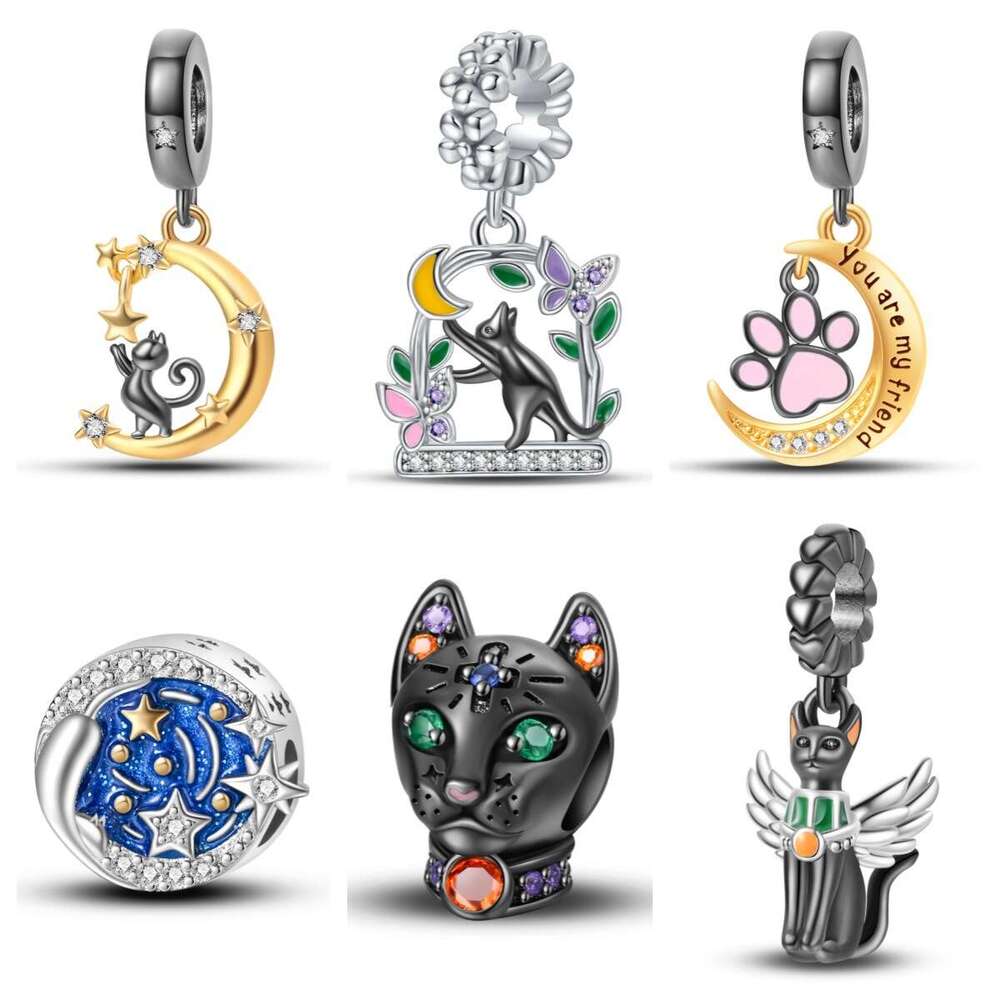 New 925 Sterling Silver Charm Cat Series cute Cat Friend Pendant Fit Charms Silver 925 Original Bracelet DIY Jewelry Making For women Gifts