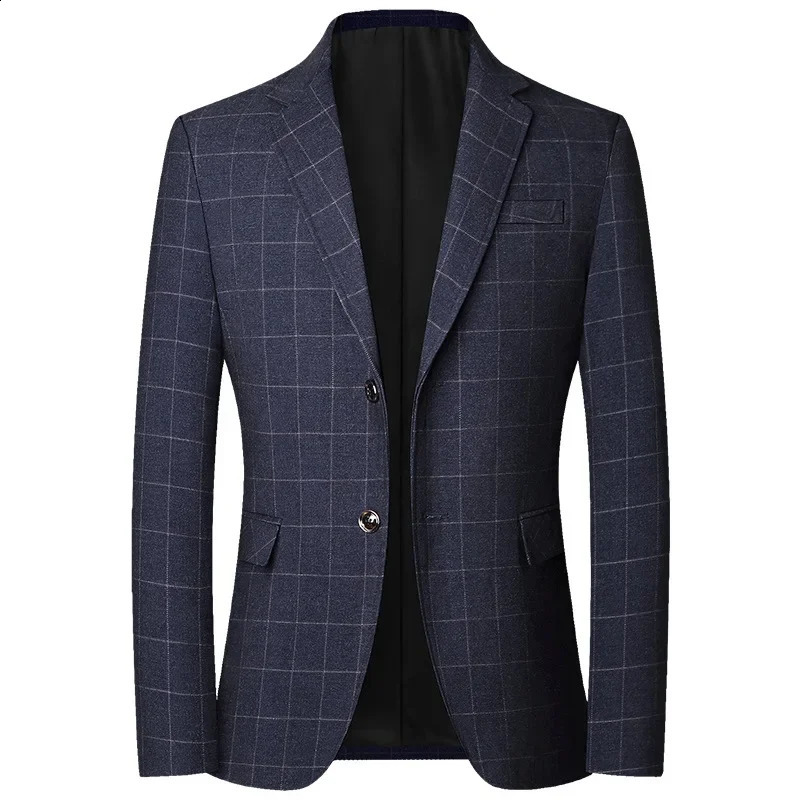 Men Plaid Blazers Jackets Formal Wear Suits Coats Spring Autumn Male Business Casual Slim Fit Blazers Coats Mens Clothing 4 240914