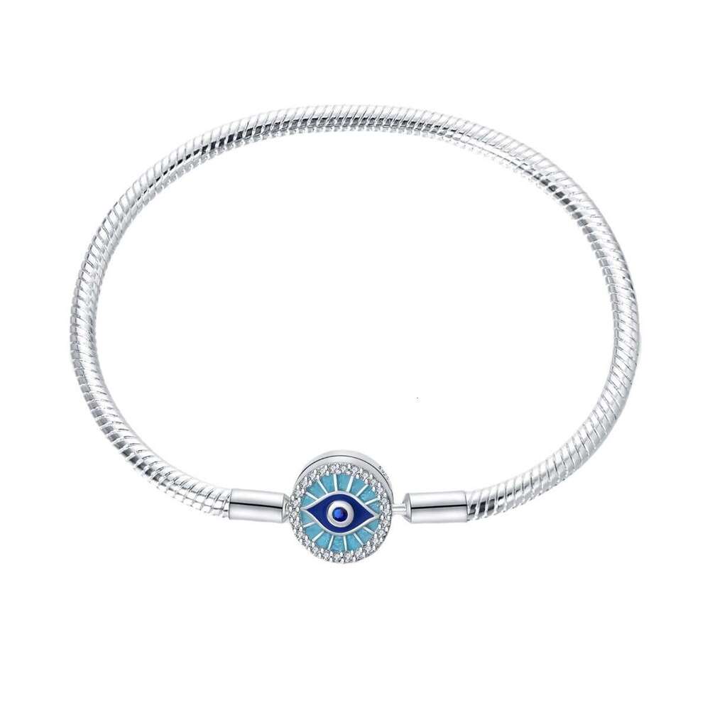 925 Sterling silver Snake chain Bracelet With Devil's Eye clip fit charms beads DIY for women gift wholesale
