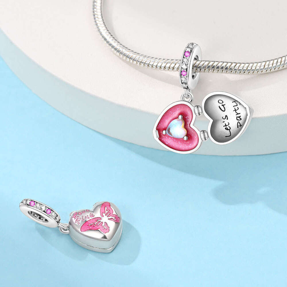 New 925 Sterling Silver Charm Barbie Pink Series - Adjustable Barbie Box pendant Fit Charms Silver 925 Original Bracelet DIY Jewelry Making For women 