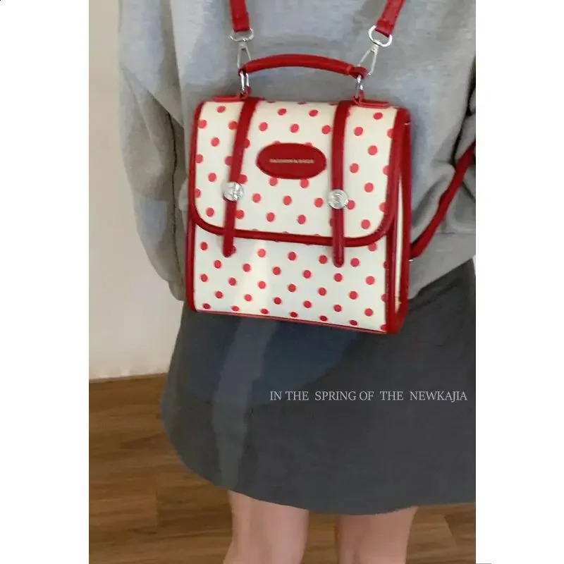 Autumn Fashion Contrast Color Dot Travel Knapsack Korean Preparatory Cute School Backpack Y2k Mochilas Para Mujer 240912