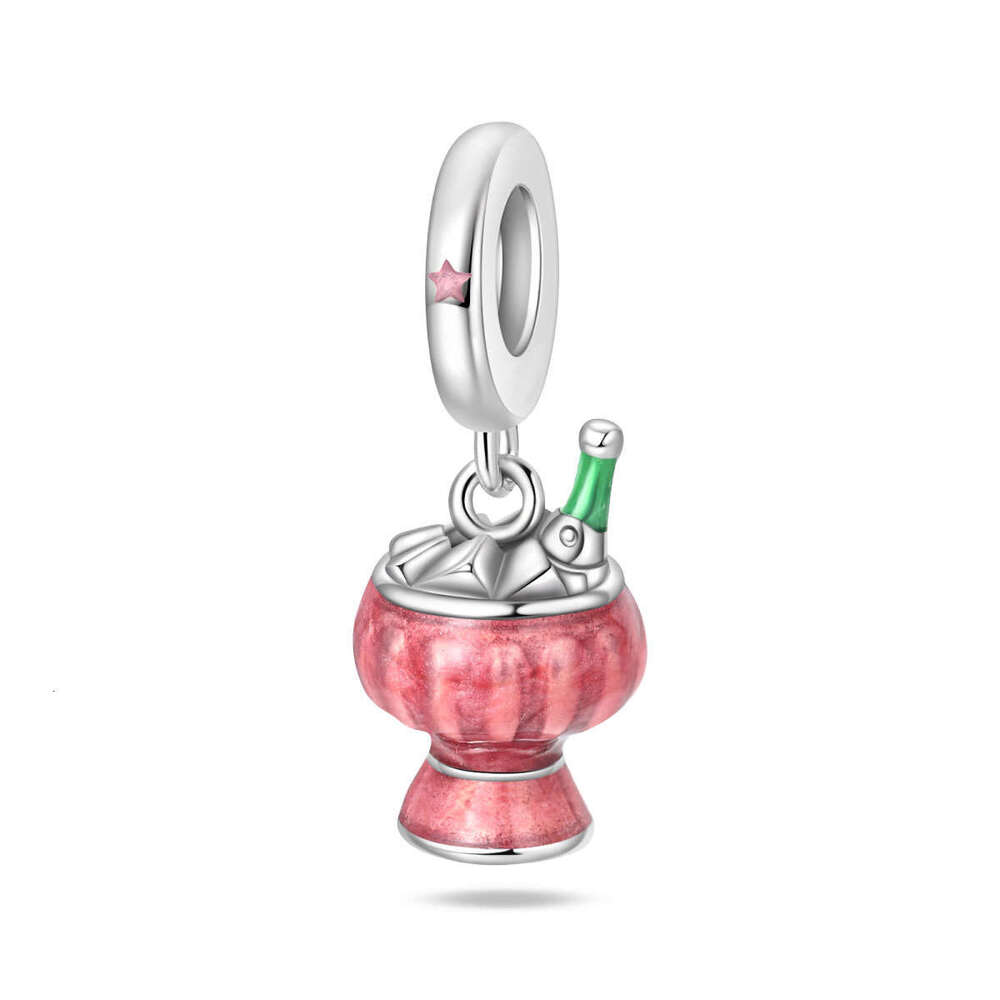 New 925 Sterling Silver Charm Romantic red wine glass pendant Fit Charms Silver 925 Original Bracelet DIY Jewelry Making For women Gifts