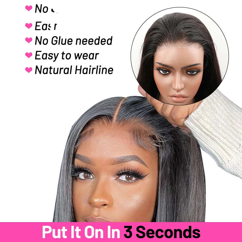 Wear And Go Bone Straight Bob Front Human Hair For Women 4X6 HD Lace Closure Glueless Wig Short Wigs