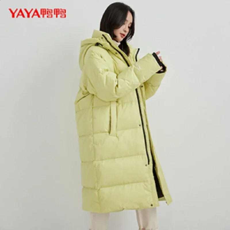 YAYA Women Men Down Jacket hood Windbreak Waterproof Couples Version Winter Long Overcoat Man and Ladies Padded Par 240913