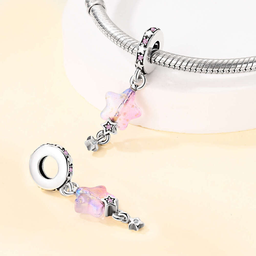 New 925 Sterling Silver Charm Glass Star Pendant Fit Charms Silver 925 Original Bracelet DIY Jewelry Making For women Gifts
