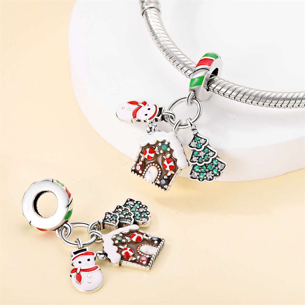 New 925 Sterling Silver Charm Christmas Snowflake gloves Star Moon Combination Pendant Fit Charms Silver 925 Original Bracelet DIY Jewelry Making For 