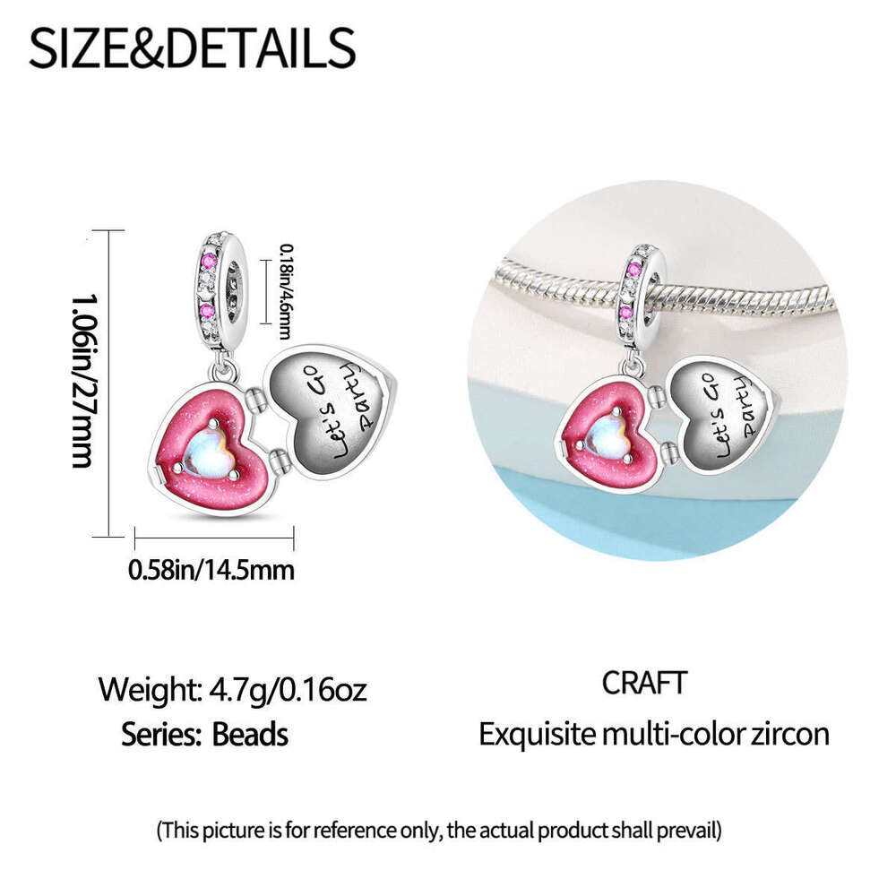 New 925 Sterling Silver Charm Barbie Pink Series - Adjustable Barbie Box pendant Fit Charms Silver 925 Original Bracelet DIY Jewelry Making For women 