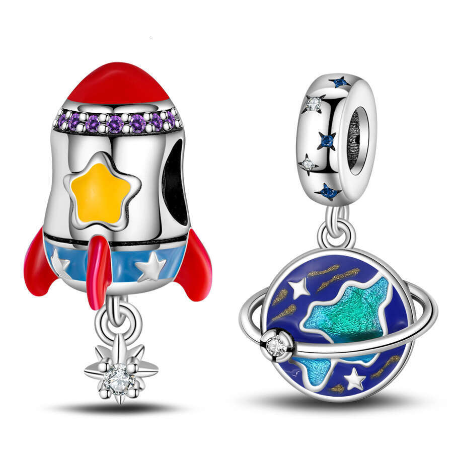 New 925 Sterling Silver Charm Earth Travel Around the Moon Pendant Fit Charms Silver 925 Original Bracelet DIY Jewelry Making For women Gifts