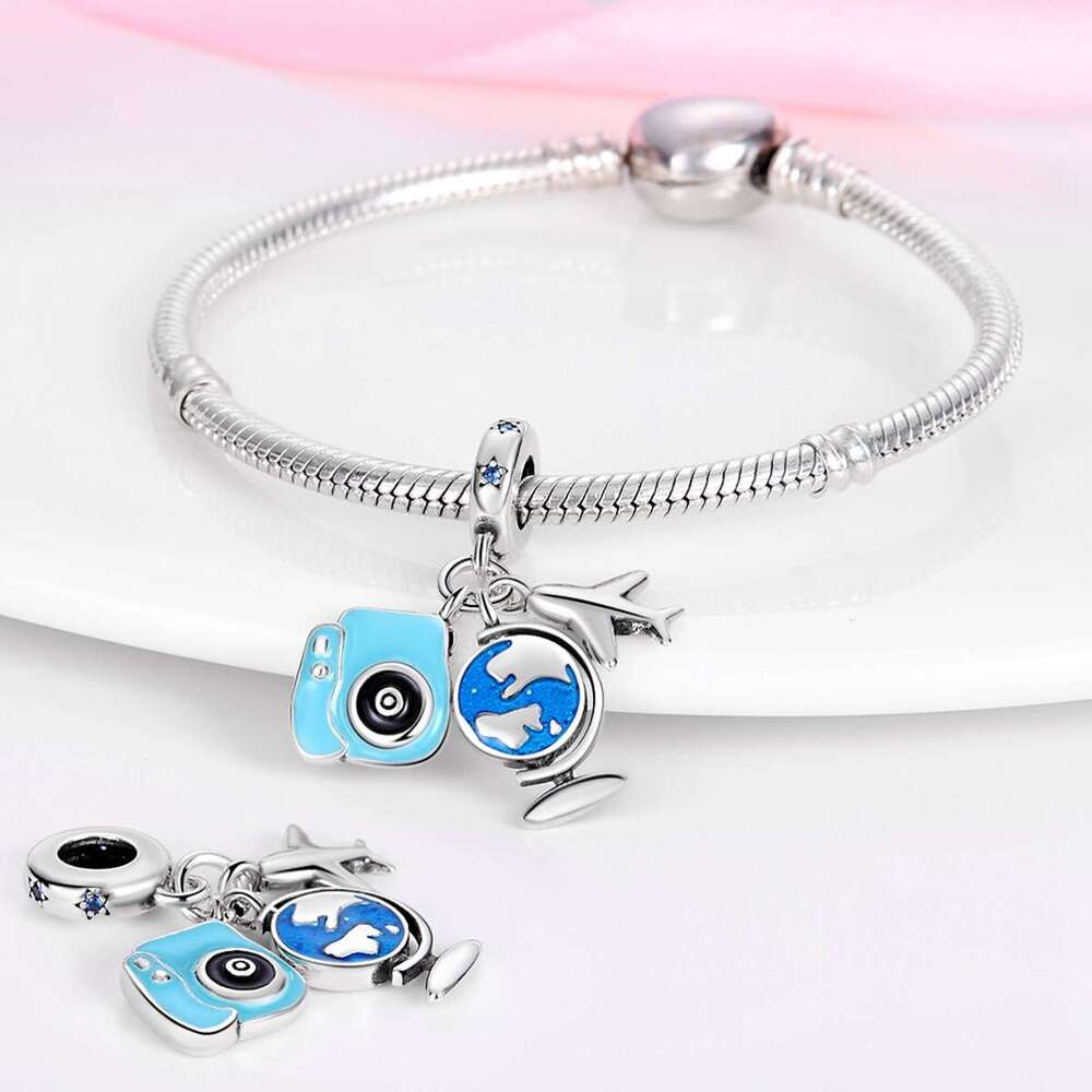 925 Sterling silver Travel Airplane Plane Pendants Fit Original Bracelet DIY Beads For Women Jewelry Gift