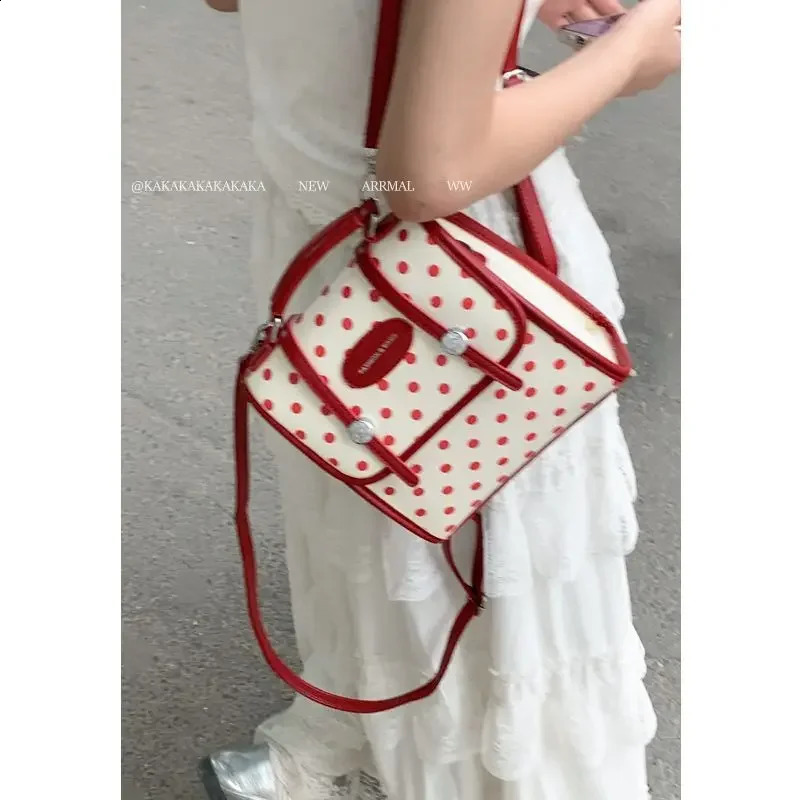 Autumn Fashion Contrast Color Dot Travel Knapsack Korean Preparatory Cute School Backpack Y2k Mochilas Para Mujer 240912