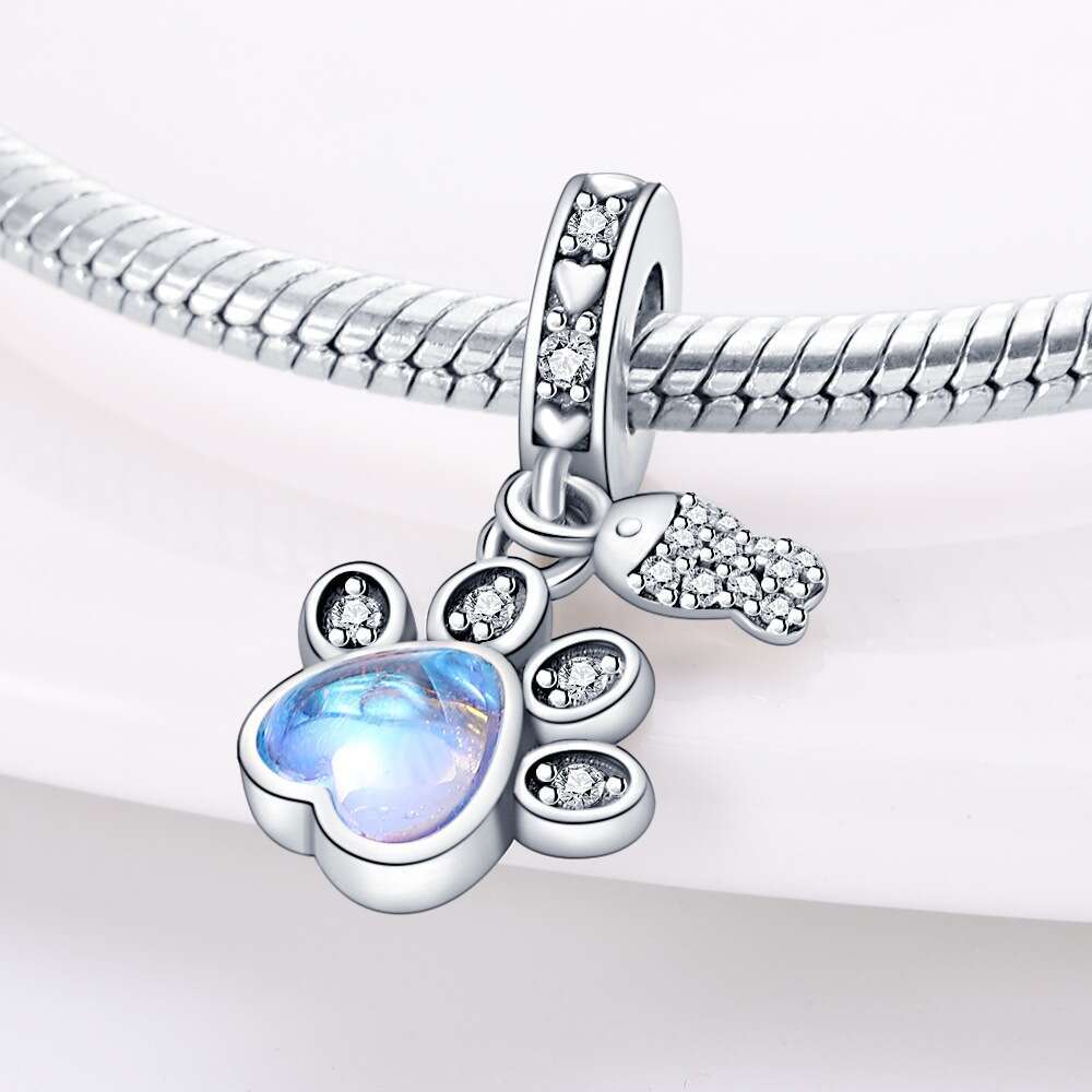 New 925 Sterling Silver Charm Animal series cute claws and fish bead Fit Charms Silver 925 Original Bracelet DIY Jewelry Making For women Gifts