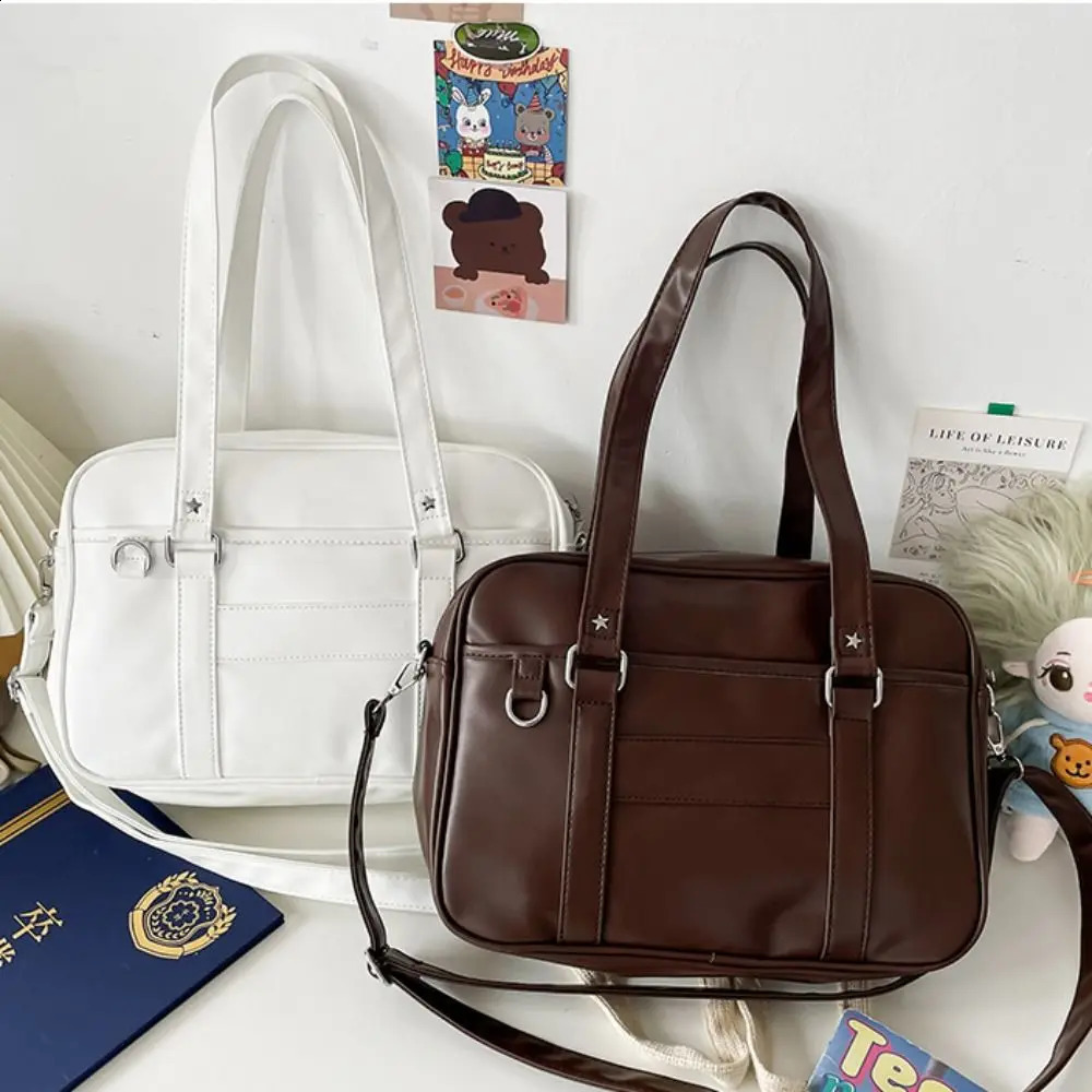 PU Leather JK Uniform Bag Retro Handbag Shoulder Itabag Large Capacity Crossbody Preppy Style 240914