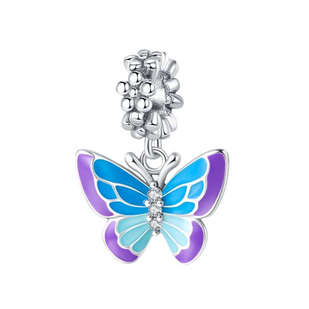 New 925 Sterling Silver Charm Luminous Colorful Butterfly Airplane Earth Octopus Crab Pendant Fit Charms Silver 925 Original Bracelet DIY Jewelry Maki