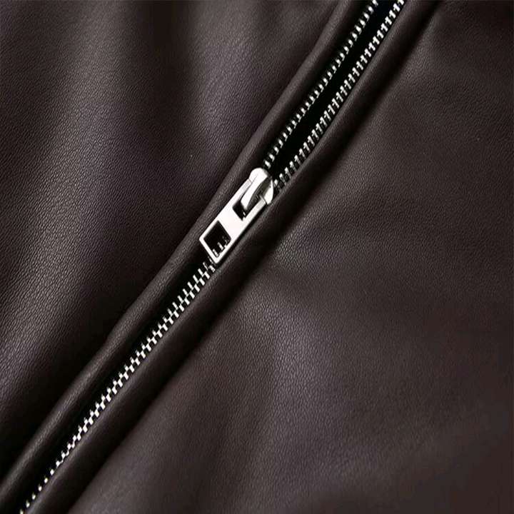 Autumn winter New American Street High End Cotton Clothes Street Trendy Solid Color Design Leather Jacket