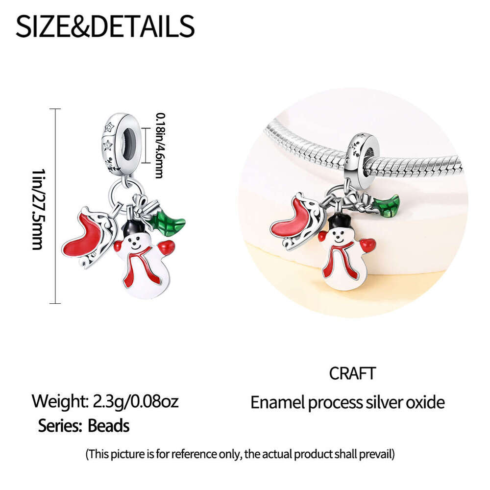 New 925 Sterling Silver Charm Christmas and Winter Romantic Series sled pendant Fit Charms Silver 925 Original Bracelet DIY Jewelry Making For women G