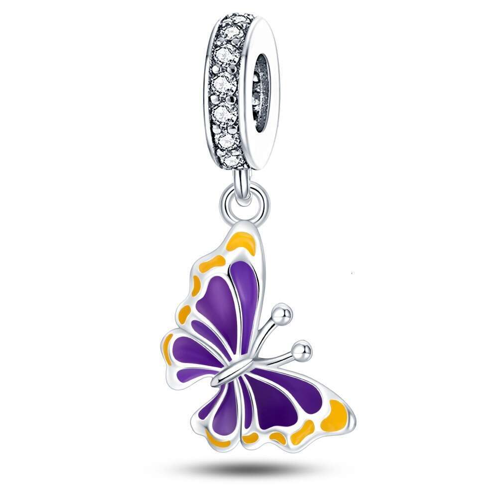 New 925 Sterling Silver Charm Colorful Butterfly Pendant Fit Charms Silver 925 Original Bracelet DIY Jewelry Making For women Gifts