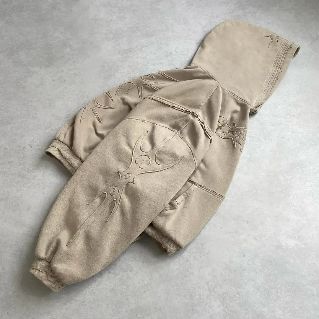 American camouflage hoodies for men and women in trendy spring autumn with old street n workwear jackets Y2K 240911