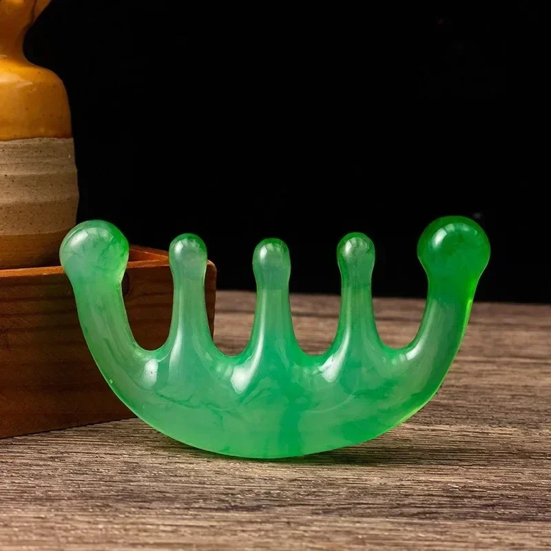 Meridian Massage Comb FiveTooth Handleless Chinese Acupuncture Head Blood Circulation Scalp Scraping Therapy 240911