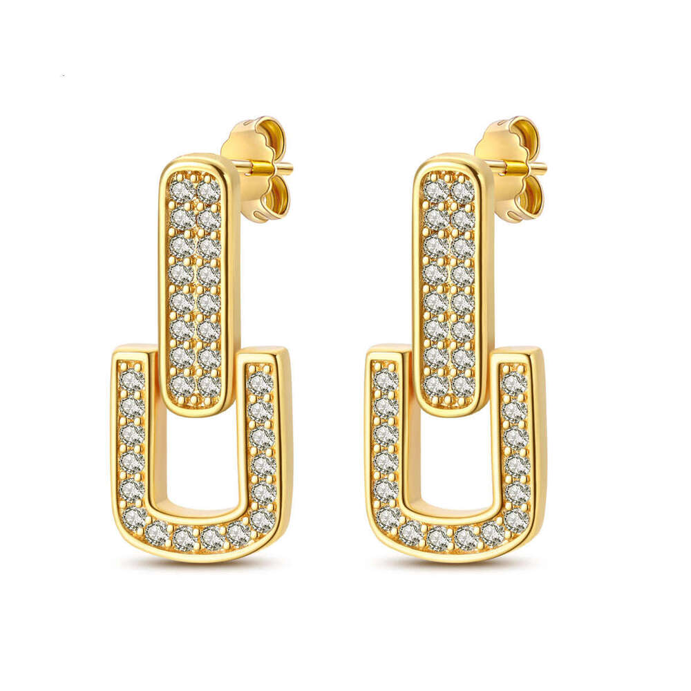 Full diamond heart shape hoop earrings for women 925 sterling silver square earring wholesale