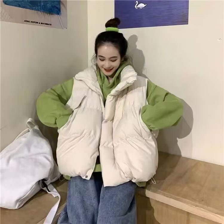 Cotton-padded clothes cotton-padded jacket women's explosive vest milk cashmere niche design gentle wind tank top sleeveless coat.