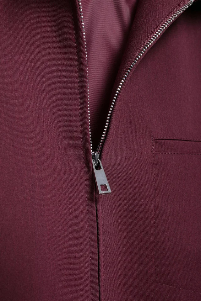 TRAFZAWomen Vintage Loose Zipper Jacket Lapel Burgundy Color 2024 Autumn Fashion Versatile Street Outwear 240907