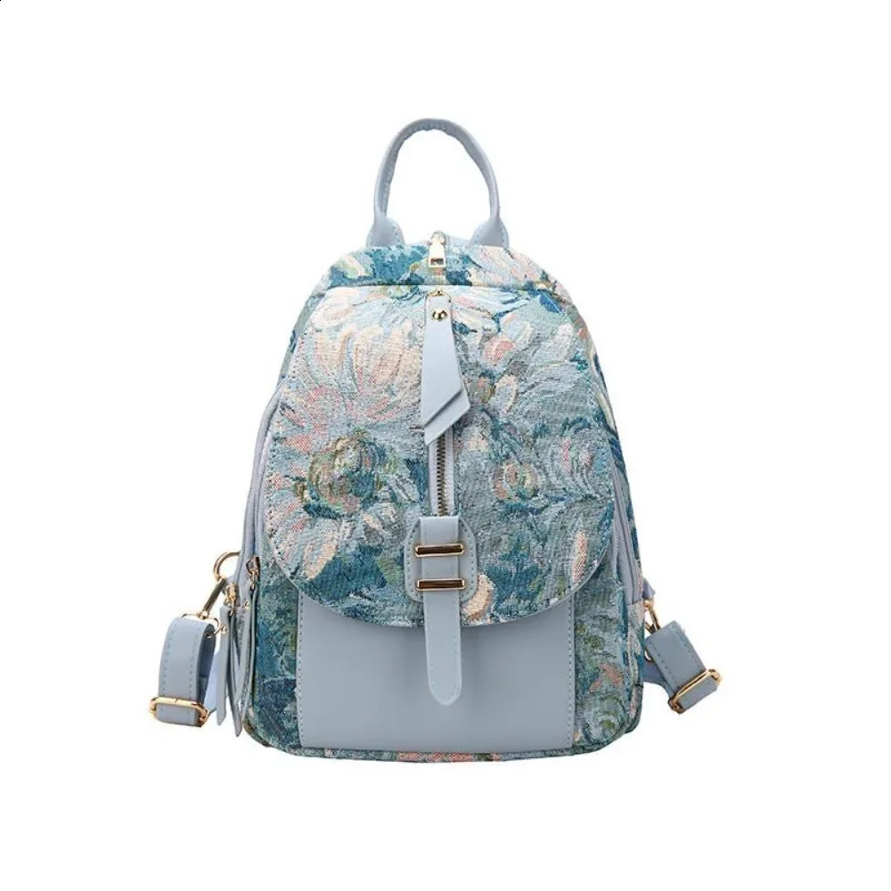 Home>Product Center>Product Center>Chinese Style Oil Painting Bag Korean Fashion Fully Matched Casual Backpack Womens Cross body Luggage 2409
