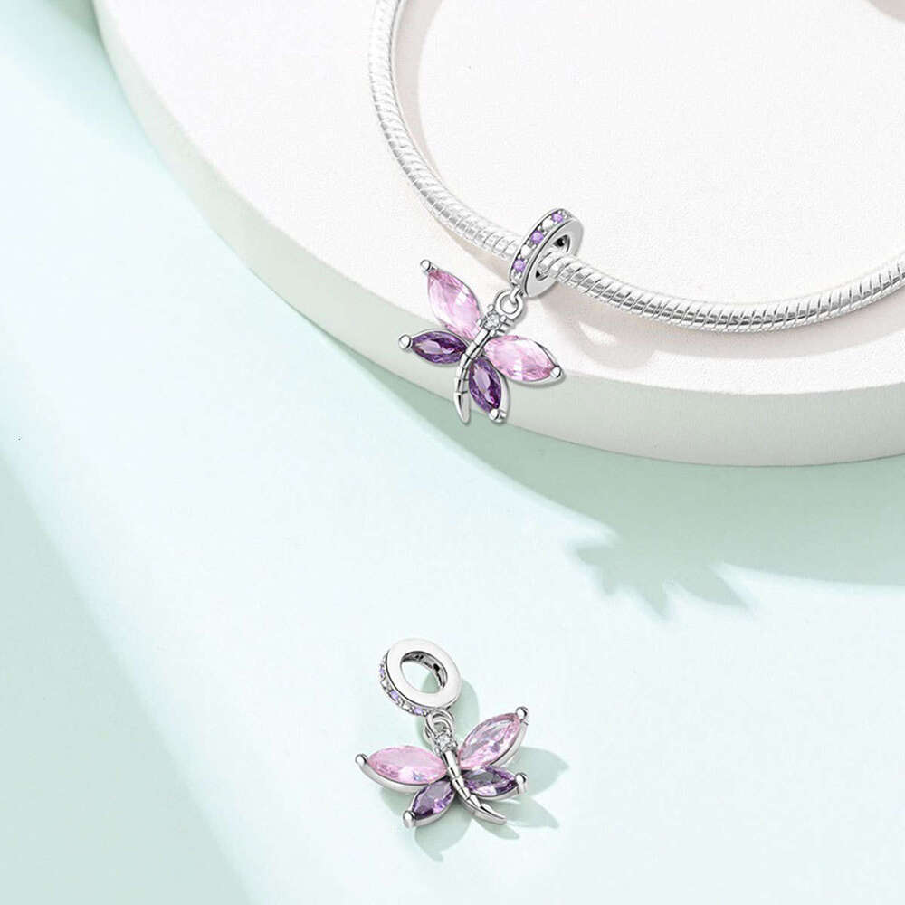 New 925 Sterling Silver Charm Dragonfly Zircon Pendant Fit Charms Silver 925 Original Bracelet DIY Jewelry Making For women Gifts