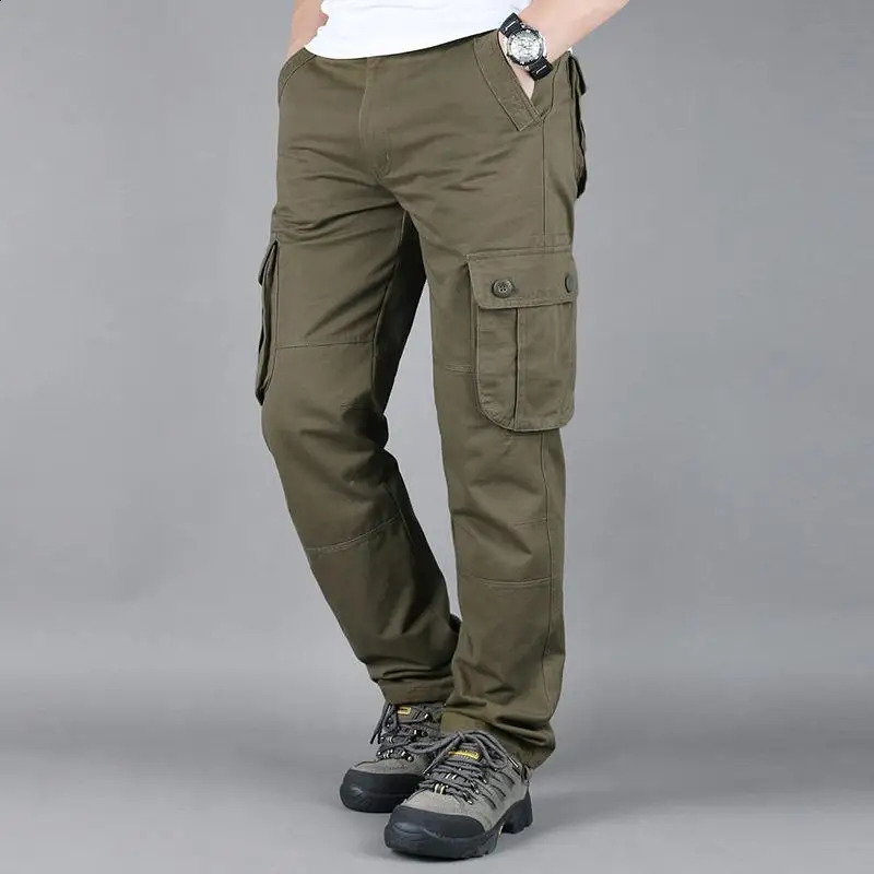 Mens Military Tactical Pants Cotton Work Overalls Cargo Loose Straight Gym Running Training Sports Wear Jogger Sweatpants 240911