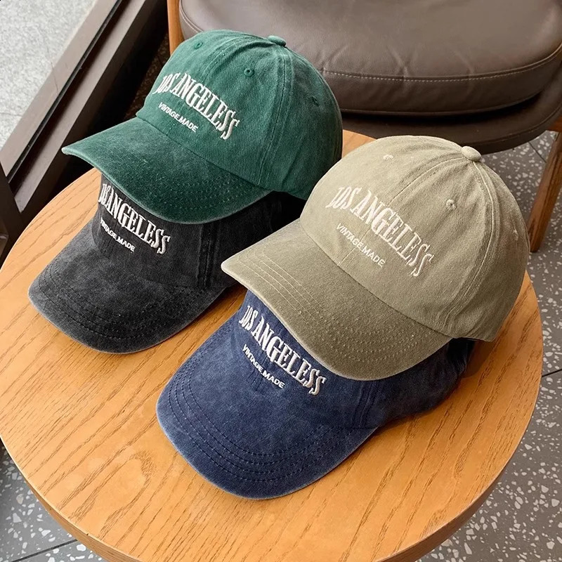 Retro Washed Cotton Baseball Cap Men Women Letter Embroidery Hip Hop Hat Unisex Adjustable Outdoor Sports Sunshade Caps 240906