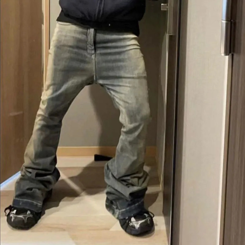 FEWQ Niche Men Jeans Wash Gradient Floor Mop Casual Trend Vintage Korean Fashion Flared Pants High Street 24X1639 240914